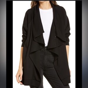 ALLSAINTS Black Jersey Cardigan Size 4 Oversized Open Draped Waterfall Relaxed